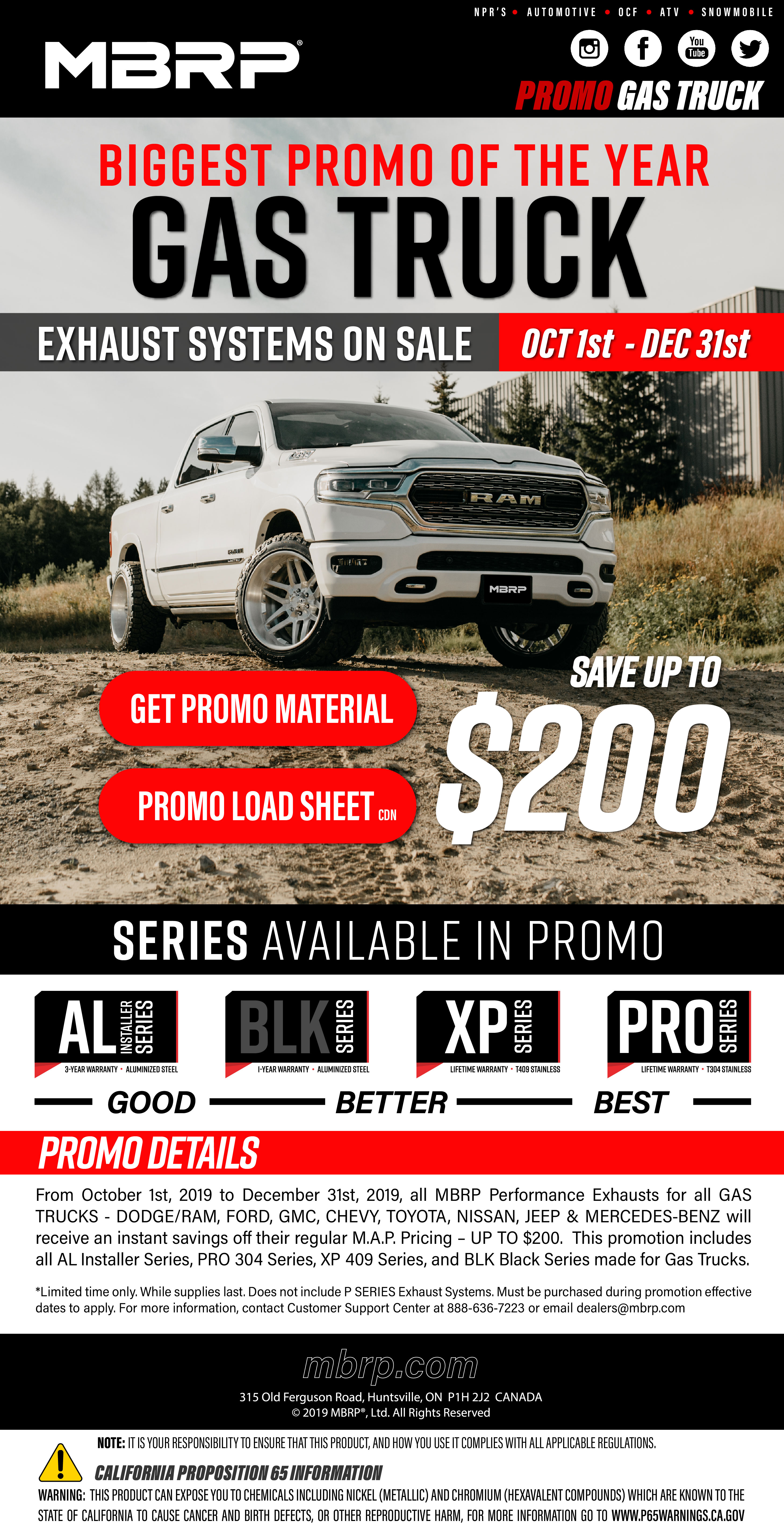 MBRP® GAS TRUCK PROMO EVENT | Starting OCT 1st to DEC 31st.The Biggest Promo Event of the Year!