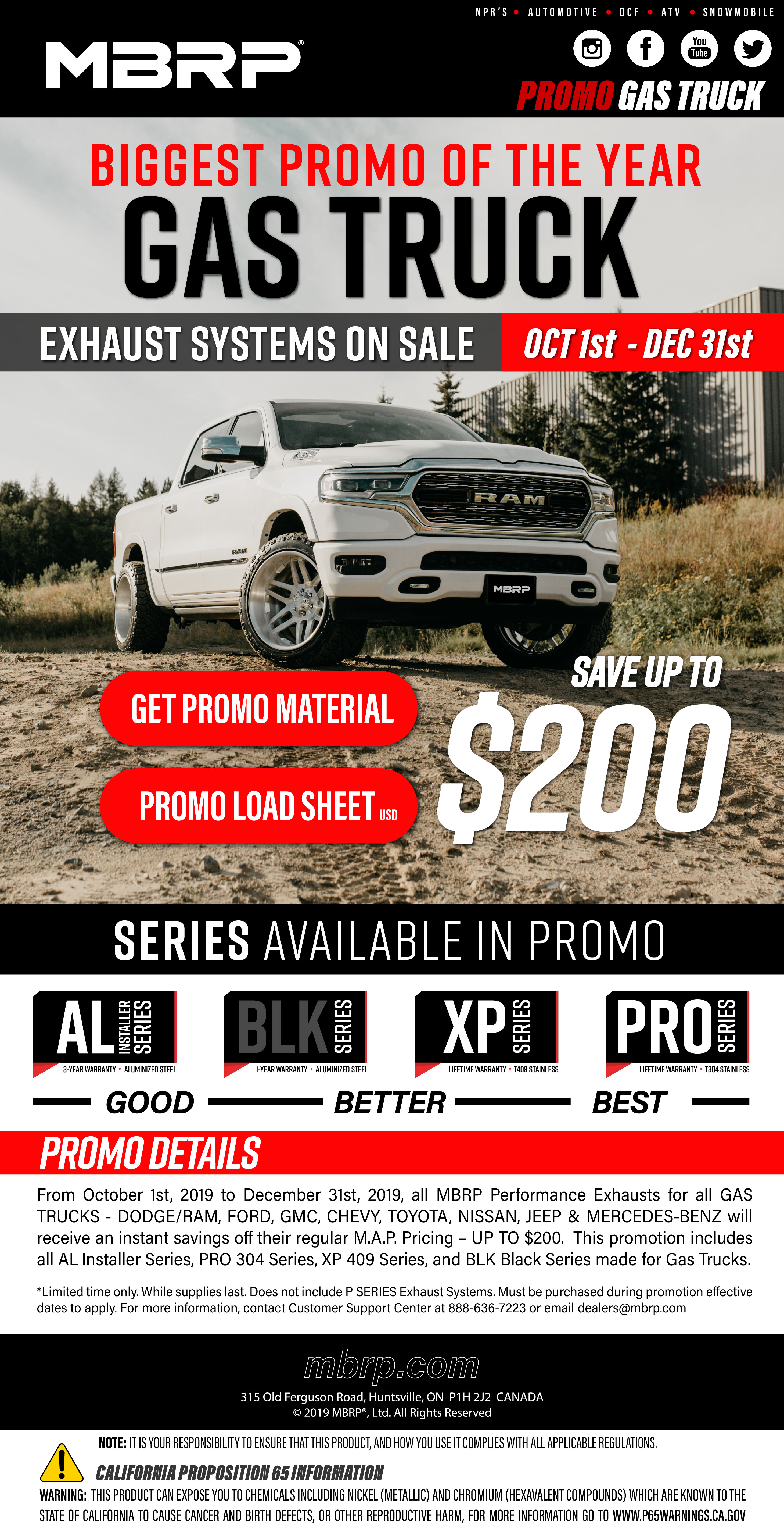 MBRP GAS TRUCK PROMO EVENT | Starting OCT 1st to DEC 31st.The Biggest Promo Event of the Year!
